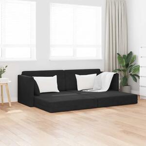 Podni kauč na razvlačenje Crna 213 x 70 x 77 cm Baršun - Crna
