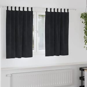 Zavjese 2 kom. Crna 140 x 140 cm Baršun - Crna 140 x 140 cm s petljama za vješanje