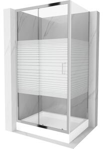 Mexen Apia klizna tuš kabina klizna 100 x 80 cm, bijele pruge, krom + kada Rio - 840-100-080-01-20-4510