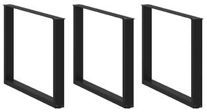 Noge za blagovaonski stol U-oblik 3 kom Crne 100 x (72-73) cm Čelik - Crna 100 x (72-73) cm 3 1