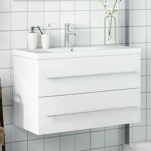 Kupaonski ormarić s ugrađenim Lavabo - Umivaonikom bijeli - Bijela 80 x 38.5 x 48 cm 1 Sa slavinom