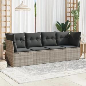 Vrtna garnitura - 4-dijelni set vrtnih sofa s jastucima svijetlosivi poliratan - Svjetlosiva Bez stola 1 Svjetlosiva