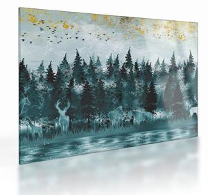 Staklena slika - Životinje u šumi (70x50 cm)
