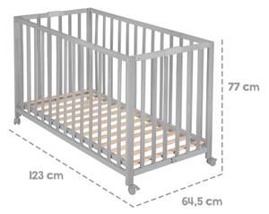 Sivi dječji krevet na kotačićima/sklopivi 60x120 cm Fold up – Roba