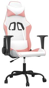 VidaXL Masažna igraća stolica bijelo-ružičasta od umjetne kože