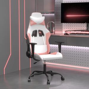 VidaXL Masažna igraća stolica bijelo-ružičasta od umjetne kože