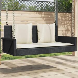 Klupa za ljuljanje s jastucima crna 119x56x48 cm poli ratan - Crna 1 Da 1