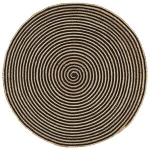 VidaXL Ručno rađeni tepih od jute sa spiralnim uzorkom crni 90 cm