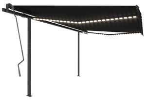 VidaXL Tenda na ručno uvlačenje s LED svjetlima 4 x 3 m antracit