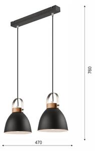 Grafitno crna viseća svjetiljka za 2 žarulje Lamkur Danielle