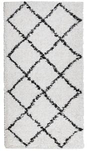 VidaXL Čupavi tepih PAMPLONA s visokim vlaknima krem-crni 60 x 110 cm