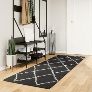 VidaXL Čupavi moderni tepih s visokim vlaknima crni i krem 80x250 cm