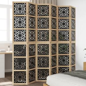 Paravan - Sobna pregrada s 6 panela smeđe i crno masivnog drva paulovnije - 40 x 220 cm 1 6 40 x 220 cm