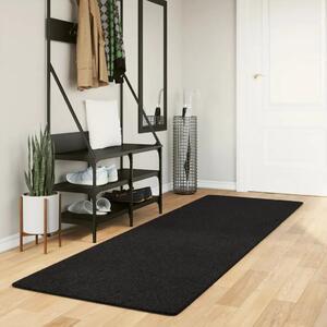 Tepih HUARTE kratkih vlakana mekani i perivi crni 80 x 250 cm - Crna 80 x 250 cm Crna 80 x 250 cm