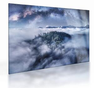Staklena slika šume u magli (70x50 cm)