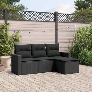 Vrtna garnitura - 4-dijelni set vrtnih sofa od poliratana s jastucima crni - Crna 1 Bez stola Crna