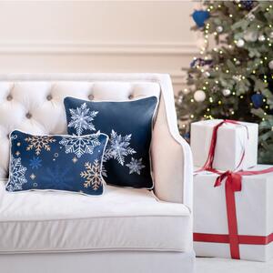 Plava božićna jastučnica ukrašena pahuljicama Šírka: 45 cm | Dĺžka: 45 cm