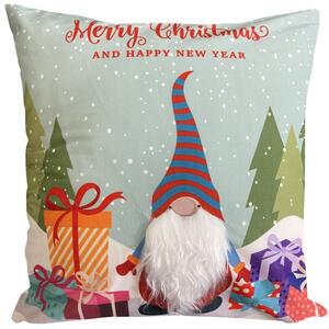 Božićna jastučnica s printom vilenjaka i poklona Širina: 40 cm | Duljina: 40 cm