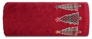 Pamučni božićni ručnik crvene boje s jelkama Širina: 70 cm | Duljina: 140 cm
