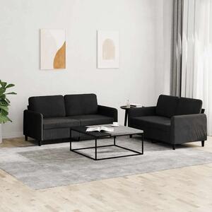 2-dijelni set sofa crni baršunasti - Crna 1 s jastučićima Crna