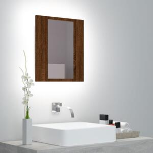 VidaXL LED kupaonski ormarić s ogledalom boja hrasta 40x12x45cm drveni