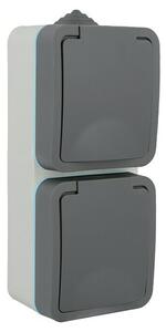 Voltomat Blueline Nadžbukna utičnica za vlažne prostore (2-struko, Okomito, Nadžbukno, IP54, Sive boje)