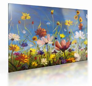Naslikana staklena slika procvjetale livade (70x50 cm)