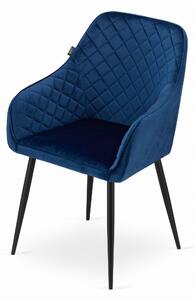 Tamno plava blagovaonska fotelja od baršuna NUGAT