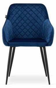 Tamno plava blagovaonska fotelja od baršuna NUGAT