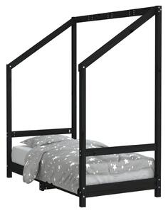 VidaXL Okvir za dječji krevet crni 70 x 140 cm od masivne borovine