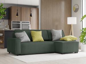 Tamno zelena kutna sofa na razvlačenje SMART, obostrana