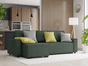 Tamno zelena kutna sofa na razvlačenje SMART, obostrana
