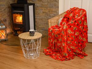 Crvena božicna deka od mikropliša BOŽIC, 180x200 cm