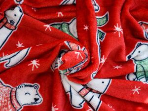 Crvena božicna deka od mikropliša POLARNI MEDVJED, 180x200 cm