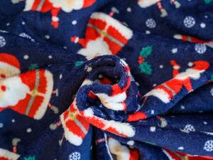 Plava božicna deka od mikropliša SANTA, 180x200 cm