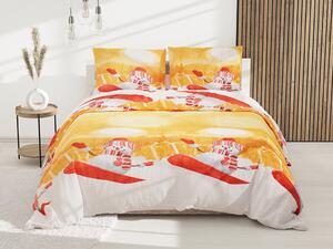 Pamučna posteljina SNJEŠKO NA SNOUBORDU žuta + jastučnica 40 x 50 cm gratis