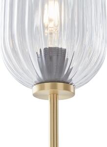 Art Deco podna lampa od mesinga s prozirnim staklom - Rid