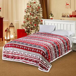 Božicna crveno-bijela janjeca deka od mikropliša WINTER DELIGHT Dimenzije: 200 x 220 cm