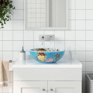 Nadgradni Lavabo - Umivaonik raznobojni okrugli Φ 41 x 14 cm keramički - Plava i žuta Plava i žuta