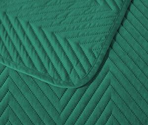 Zeleni bašunasti prekrivač za krevet sa uzorkom ARROW VELVET Dimenzije: 200 x 220 cm