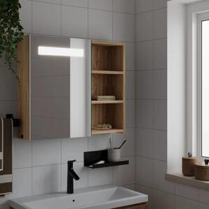 Kupaonski ormarić s ogledalom i LED svjetlom boja hrasta - Boja hrasta 60 x 13 x 52 cm 1 Boja hrasta