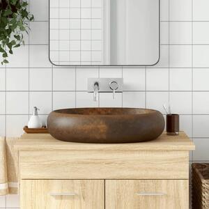 Nadgradni Lavabo - Umivaonik smeđi ovalni 59x40x15 cm keramički - Smeđa 59 x 40 x 15 cm Smeđa 59 x 40 x 15 cm