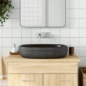 Nadgradni Lavabo - Umivaonik sivo-crni ovalni 59x40x14 cm keramički - Crna i siva 59 x 40 x 14 cm Crna i siva 59 x 40 x 14 cm