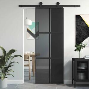 Klizna vrata crna 76x205 cm od kaljenog stakla i aluminija - Crna 76 x 205 cm 1 Rešetke 3 x 2