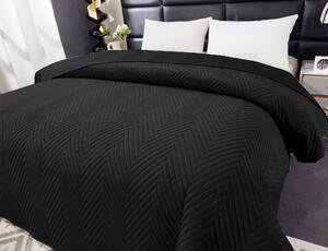 Crni baršunasti prekrivač za krevet sa uzorkom ARROW VELVET Dimenzije: 200 x 220 cm