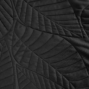 Crni prekrivač za krevet sa uzorkom LEAVES Dimenzije: 170 x 210 cm