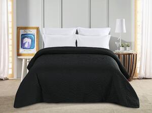 Crni prekrivač za krevet sa uzorkom LEAVES Dimenzije: 220 x 240 cm