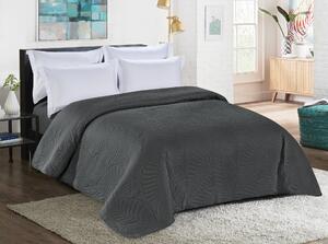 Tamno sivi prekrivač za krevet sa uzorkom LEAVES Dimenzije: 220 x 240 cm