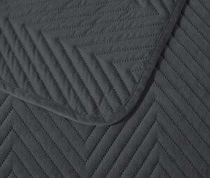 Tamno sivi baršunasti prekrivač za krevet sa uzorkom ARROW VELVET Dimenzije: 200 x 220 cm