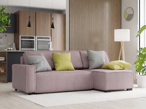 Svijetlo ružičasta kutna sofa na razvlačenje SMART, obostrana